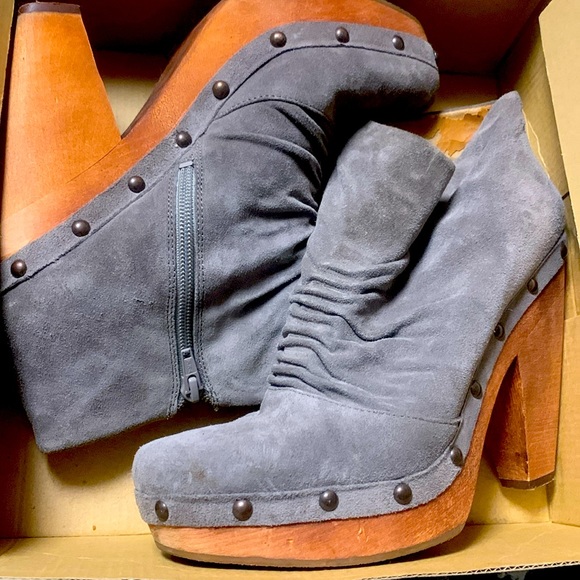 Nine West Vintage American Collection grey suede high heeled clogs - Picture 1 of 9